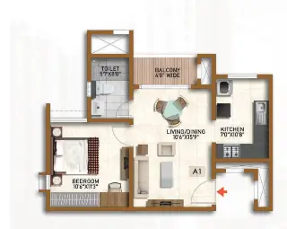 Mahindra Eden 1 BHK Floor Plan